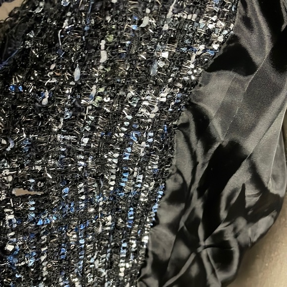 Sans Souci Blazer Jacket Blue Metallic Pearl Buttons Large - Picture 11 of 12